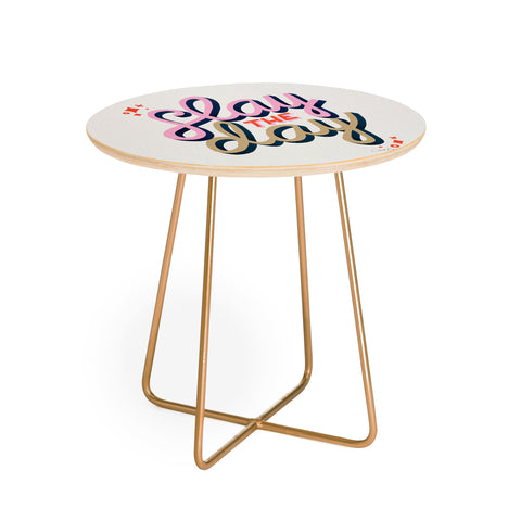 Cat Coquillette Slay the Day Coral Pink Round Side Table