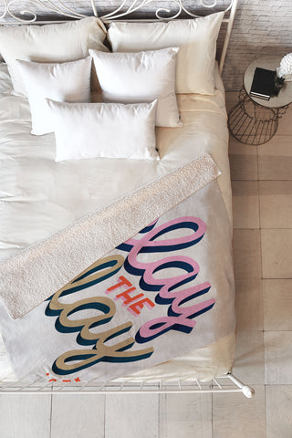 Cat Coquillette Slay the Day Coral Pink Fleece Throw Blanket