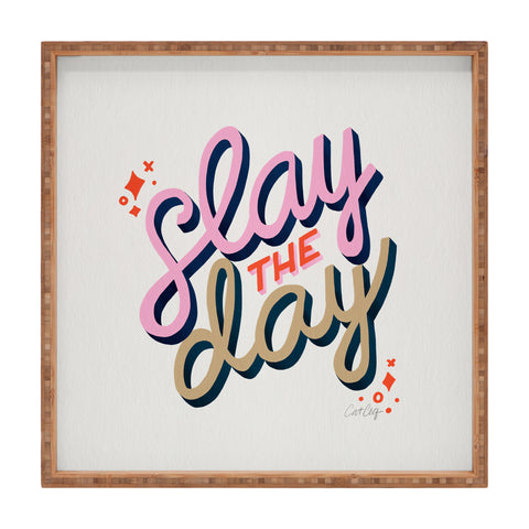 Cat Coquillette Slay the Day Coral Pink Square Tray