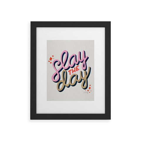 Cat Coquillette Slay the Day Coral Pink Framed Art Print