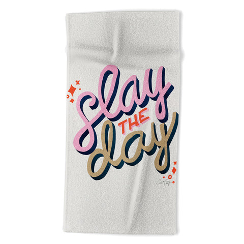 Cat Coquillette Slay the Day Coral Pink Beach Towel