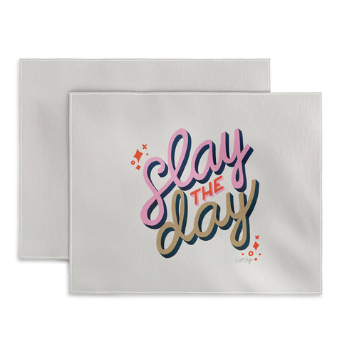 Cat Coquillette Slay the Day Coral Pink Placemat