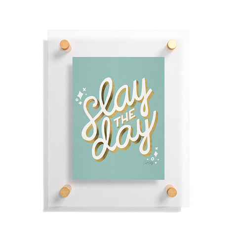 Cat Coquillette Slay the Day Mint Gold Floating Acrylic Print