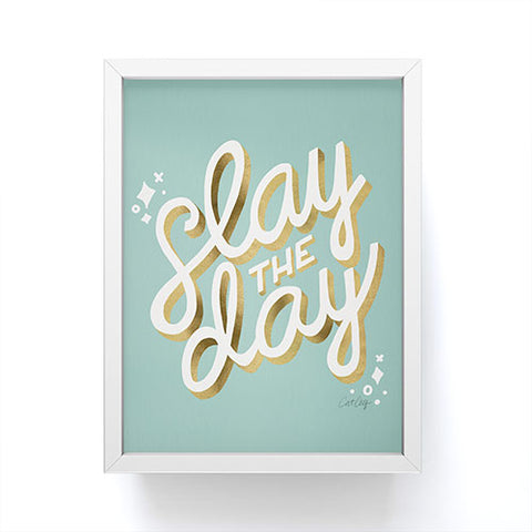 Cat Coquillette Slay the Day Mint Gold Framed Mini Art Print