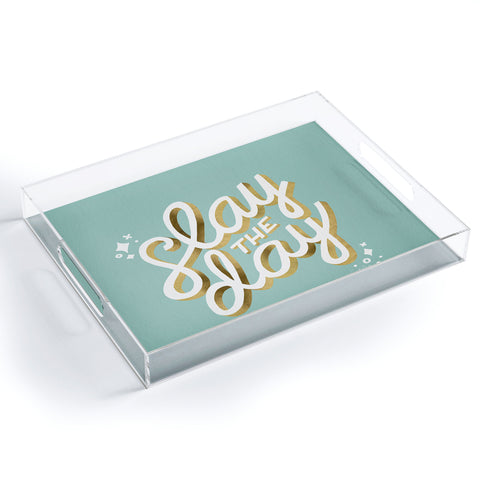 Cat Coquillette Slay the Day Mint Gold Acrylic Tray
