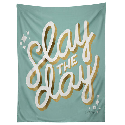 Cat Coquillette Slay the Day Mint Gold Tapestry