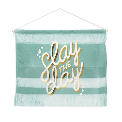 Cat Coquillette Slay the Day Mint Gold Wall Hanging Landscape