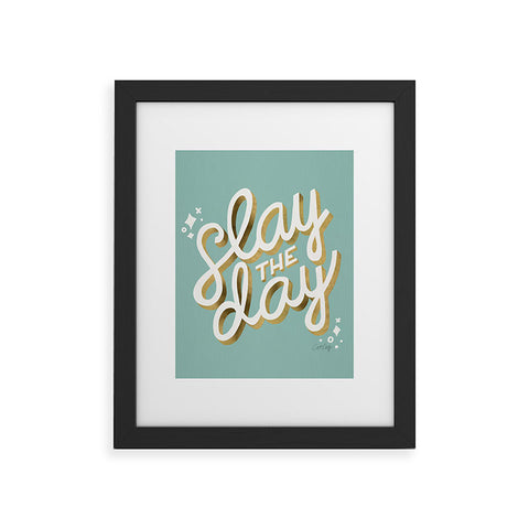 Cat Coquillette Slay the Day Mint Gold Framed Art Print