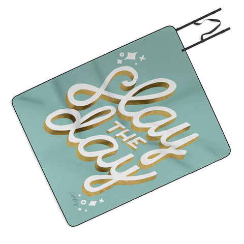 Cat Coquillette Slay the Day Mint Gold Picnic Blanket