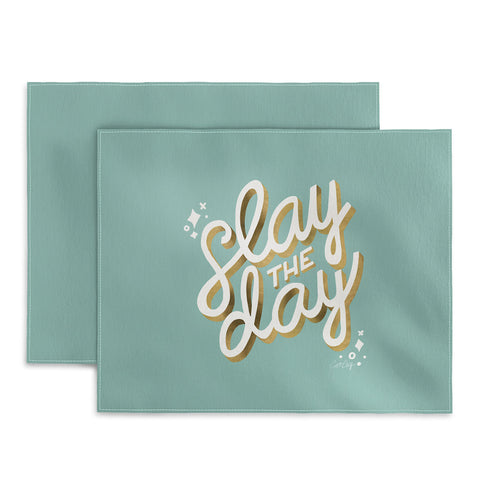 Cat Coquillette Slay the Day Mint Gold Placemat