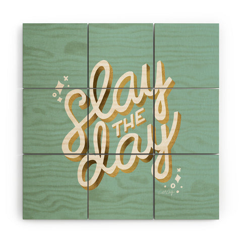 Cat Coquillette Slay the Day Mint Gold Wood Wall Mural