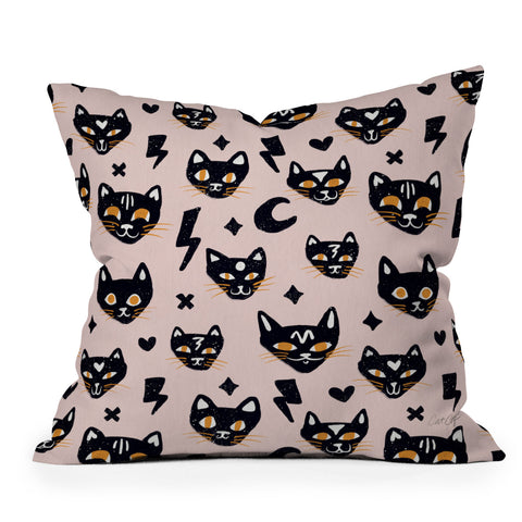 Cat Coquillette Spooky Kitties Blush Outdoor Throw Pillow
