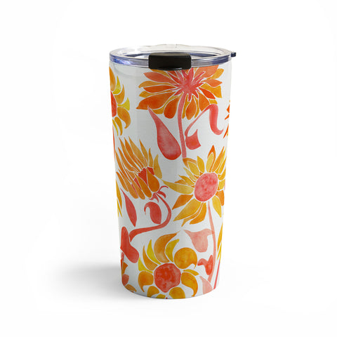 Cat Coquillette Sunflower Watercolor Fiery Palette Travel Mug