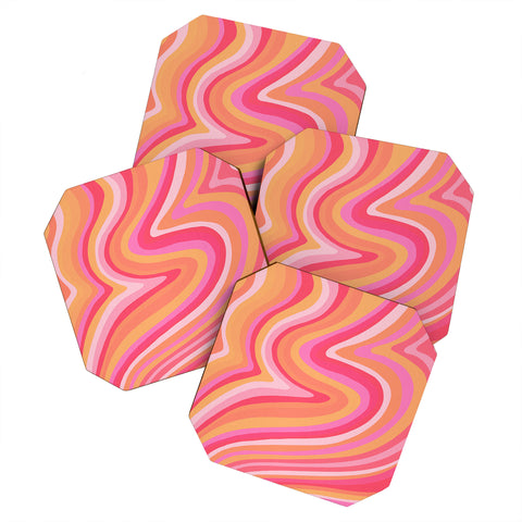 Cat Coquillette Sunshine Melt Pink Peach Coaster Set