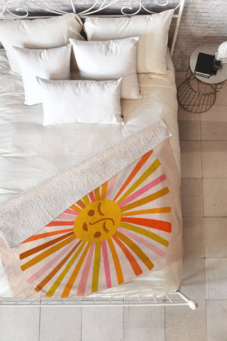 Cat Coquillette Sunshine Retro Ochre Palette Fleece Throw Blanket