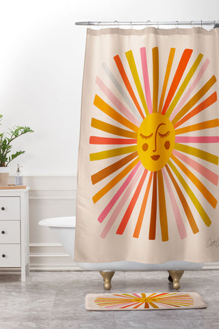 Cat Coquillette Sunshine Retro Ochre Palette Shower Curtain And Mat