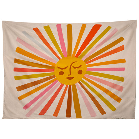 Cat Coquillette Sunshine Retro Ochre Palette Tapestry