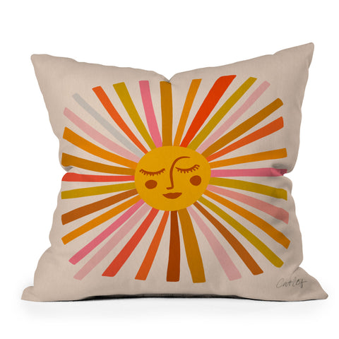 Cat Coquillette Sunshine Retro Ochre Palette Outdoor Throw Pillow