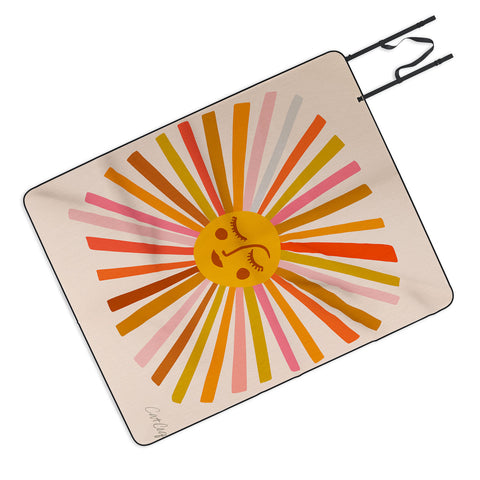 Cat Coquillette Sunshine Retro Ochre Palette Picnic Blanket