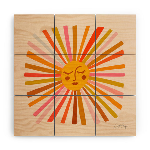 Cat Coquillette Sunshine Retro Ochre Palette Wood Wall Mural