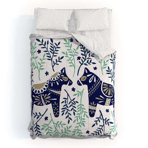 Cat Coquillette Swedish Dala Horse Comforter