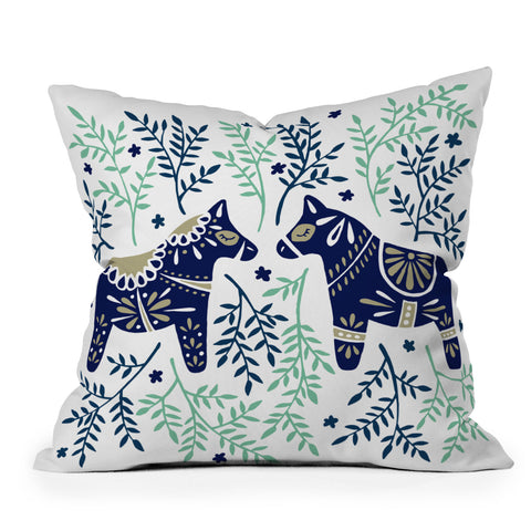 Cat Coquillette Swedish Dala Horse Outdoor Throw Pillow