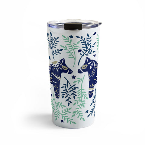 Cat Coquillette Swedish Dala Horse Travel Mug