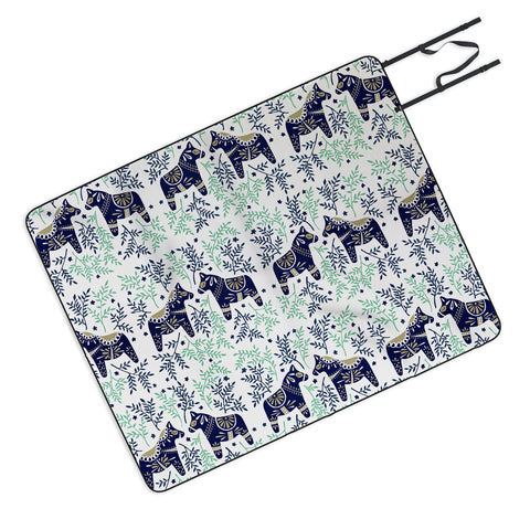 Cat Coquillette Swedish Dala Horse Picnic Blanket