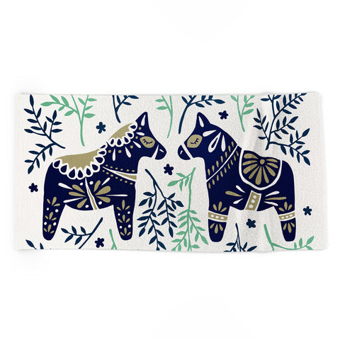 Cat Coquillette Swedish Dala Horse Beach Towel
