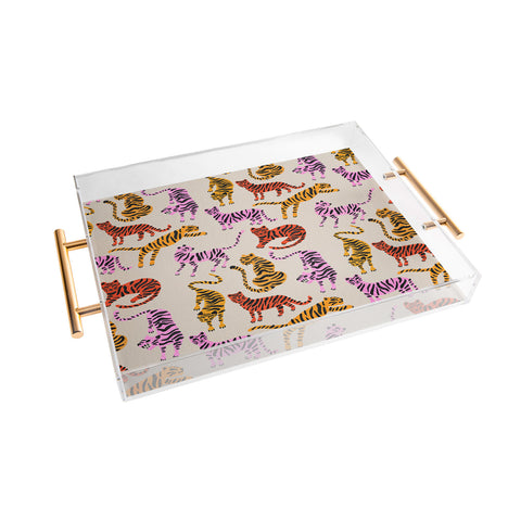 Cat Coquillette Tiger Collection Pink Yellow Acrylic Tray