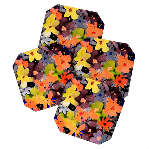 CayenaBlanca Abstract Flowers Coaster Set