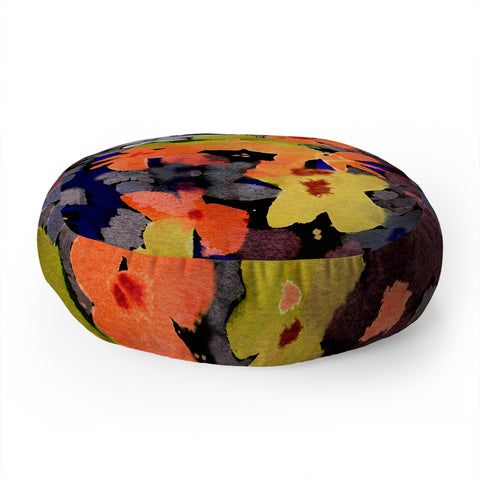 CayenaBlanca Abstract Flowers Floor Pillow Round