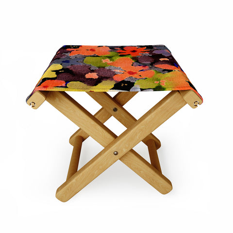 CayenaBlanca Abstract Flowers Folding Stool