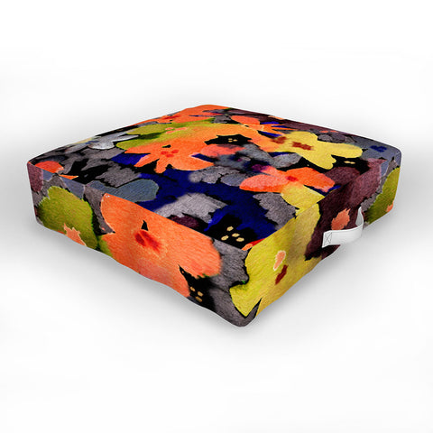 CayenaBlanca Abstract Flowers Outdoor Floor Cushion