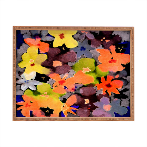 CayenaBlanca Abstract Flowers Rectangular Tray
