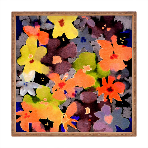 CayenaBlanca Abstract Flowers Square Tray