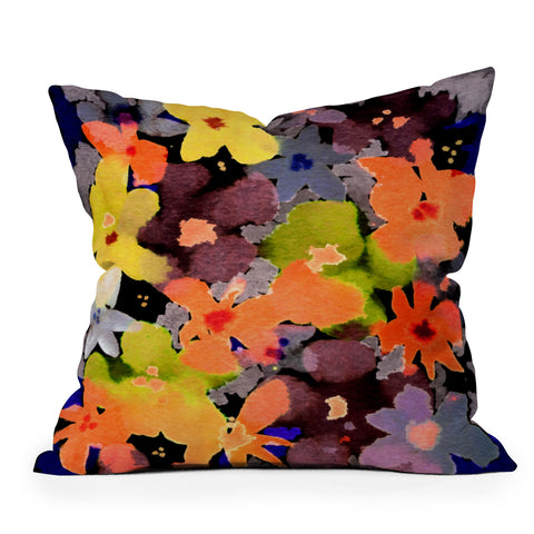 CayenaBlanca Abstract Flowers Outdoor Throw Pillow