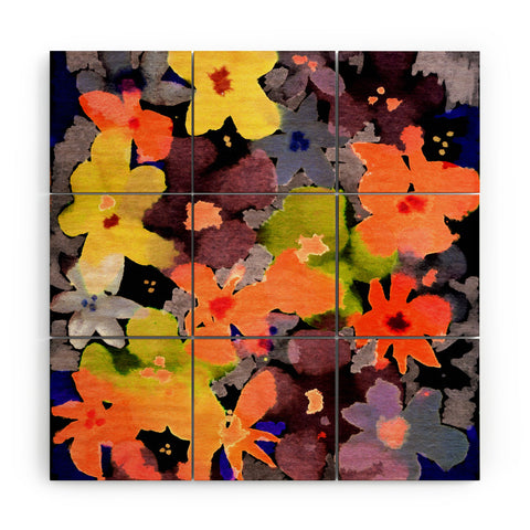 CayenaBlanca Abstract Flowers Wood Wall Mural