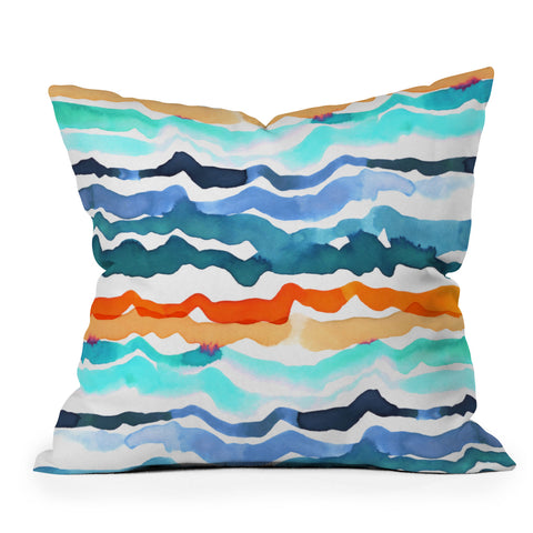 CayenaBlanca Beach Waves Outdoor Throw Pillow