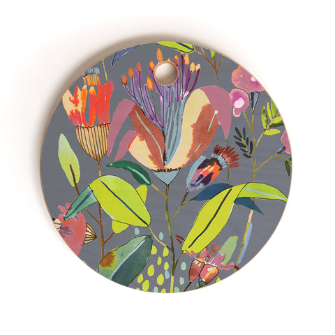 CayenaBlanca Blooming Flowers Cutting Board Round