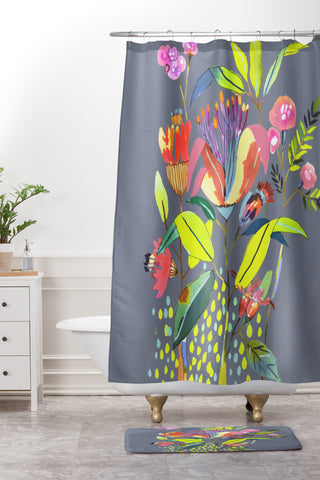 CayenaBlanca Blooming Flowers Shower Curtain And Mat