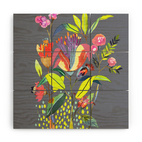 CayenaBlanca Blooming Flowers Wood Wall Mural