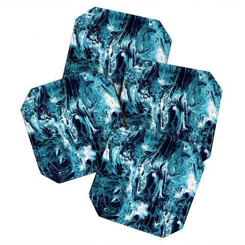CayenaBlanca Blue Marble Coaster Set
