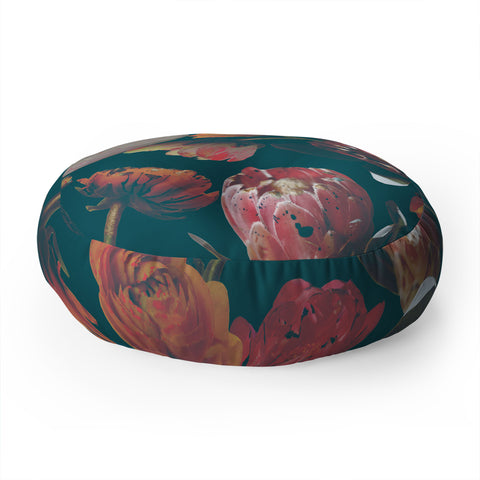 CayenaBlanca Botanical Holiday Floor Pillow Round