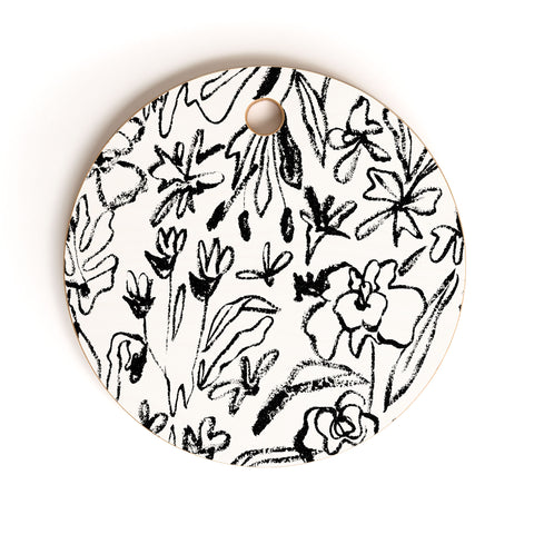 CayenaBlanca Botanical Strokes Cutting Board Round