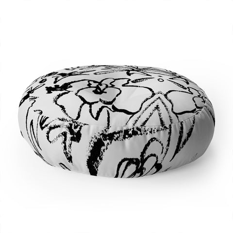 CayenaBlanca Botanical Strokes Floor Pillow Round