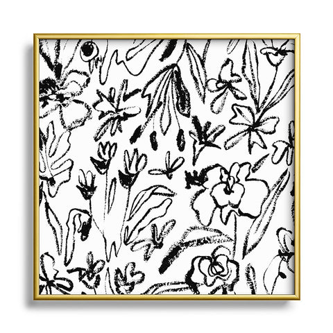 CayenaBlanca Botanical Strokes Square Metal Framed Art Print