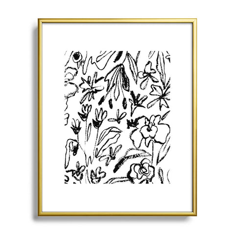 CayenaBlanca Botanical Strokes Metal Framed Art Print