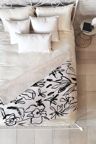 CayenaBlanca Botanical Strokes Fleece Throw Blanket