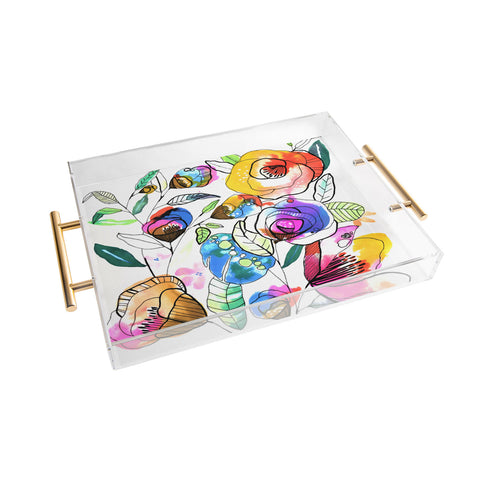 CayenaBlanca Coloured Flowers Acrylic Tray